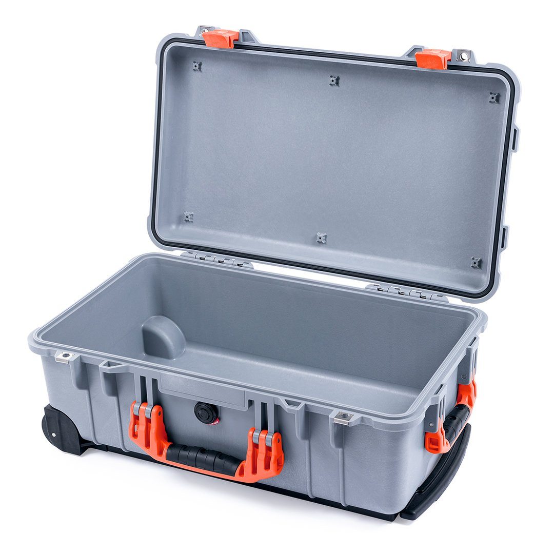 Pelican 1510 Case, Silver with Orange Handles &amp; Latches None (Case Only) ColorCase 015100-0000-180-150