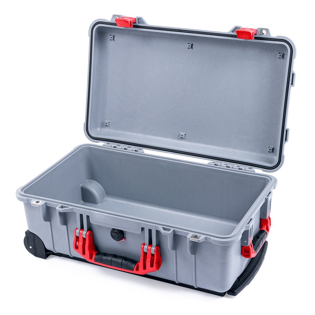 Pelican 1510 Case, Silver with Red Handles & Latches
