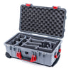 Pelican 1510 Case, Silver with Red Handles & Latches Gray Padded Microfiber Dividers with Convolute Lid Foam ColorCase 015100-0070-180-320