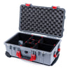 Pelican 1510 Case, Silver with Red Handles & Latches TrekPak Divider System with Convolute Lid Foam ColorCase 015100-0020-180-320