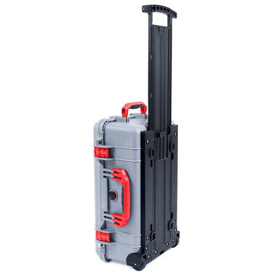 Pelican 1510 Case, Silver with Red Handles & Latches ColorCase