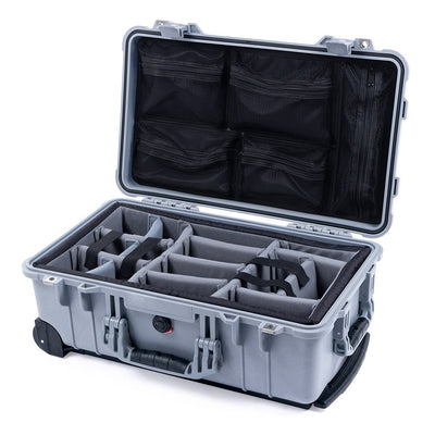 Pelican 1510 Case, Silver Gray Padded Microfiber Dividers with Mesh Lid Organizer ColorCase 015100-0170-180-180