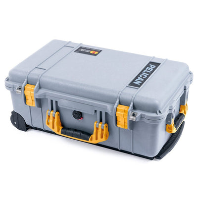 Pelican 1510 Case, Silver with Yellow Handles & Latches ColorCase