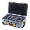 Pelican 1510 Case, Silver with Yellow Handles & Latches Gray Padded Microfiber Dividers with Computer Pouch ColorCase 015100-0270-180-240