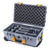 Pelican 1510 Case, Silver with Yellow Handles & Latches Gray Padded Microfiber Dividers with Convolute Lid Foam ColorCase 015100-0070-180-240