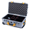 Pelican 1510 Case, Silver with Yellow Handles & Latches TrekPak Divider System with Convolute Lid Foam ColorCase 015100-0020-180-240
