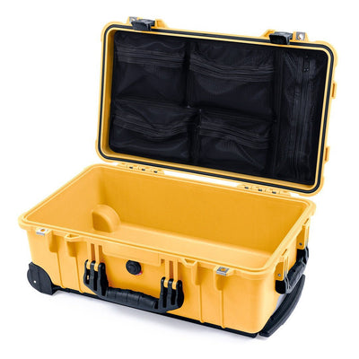 Pelican 1510 Case, Yellow with Black Handles & Latches Mesh Lid Organizer Only ColorCase 015100-0100-240-110