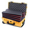 Pelican 1510 Case, Yellow with Black Handles & Latches Custom Tool Kit (4 Foam Inserts with Convolute Lid Foam) ColorCase 015100-0060-240-110
