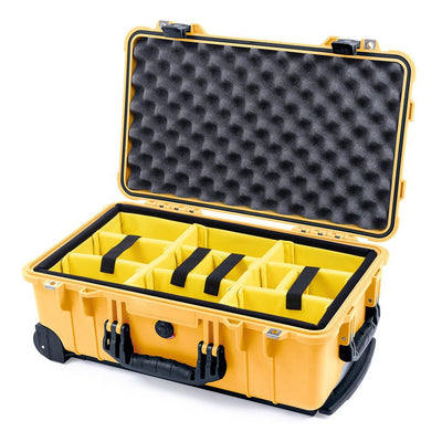 Pelican 1510 Case, Yellow with Black Handles & Latches Yellow Padded Microfiber Dividers with Convolute Lid Foam ColorCase 015100-0010-240-110
