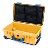 Pelican 1510 Case, Yellow with Blue Handles & Latches Mesh Lid Organizer Only ColorCase 015100-0100-240-120
