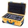 Pelican 1510 Case, Yellow with Blue Handles & Latches Gray Padded Microfiber Dividers with Computer Pouch ColorCase 015100-0270-240-120