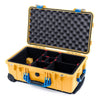 Pelican 1510 Case, Yellow with Blue Handles & Latches TrekPak Divider System with Convolute Lid Foam ColorCase 015100-0020-240-120