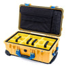 Pelican 1510 Case, Yellow with Blue Handles & Latches Yellow Padded Microfiber Dividers with Computer Pouch ColorCase 015100-0210-240-120