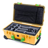 Pelican 1510 Case, Yellow with Lime Green Handles & Latches Gray Padded Microfiber Dividers with Computer Pouch ColorCase 015100-0270-240-300