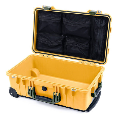 Pelican 1510 Case, Yellow with OD Green Handles & Latches Mesh Lid Organizer Only ColorCase 015100-0100-240-130