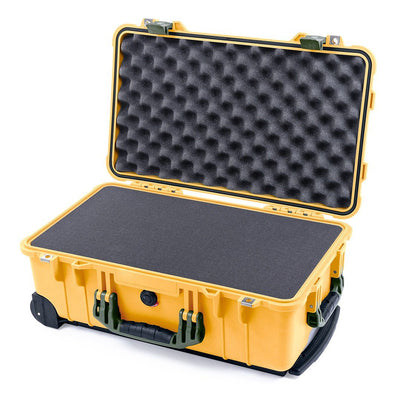 Pelican 1510 Case, Yellow with OD Green Handles & Latches Pick & Pluck Foam with Convolute Lid Foam ColorCase 015100-0001-240-130