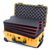 Pelican 1510 Case, Yellow with OD Green Handles & Latches Custom Tool Kit (4 Foam Inserts with Convolute Lid Foam) ColorCase 015100-0060-240-130