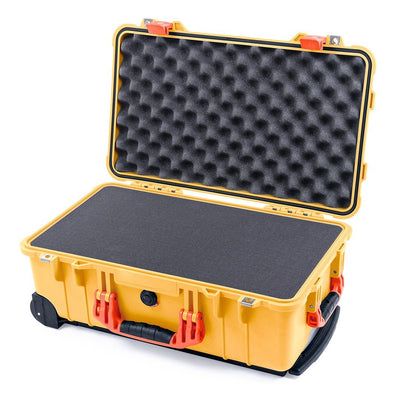 Pelican 1510 Case, Yellow with Orange Handles & Latches Pick & Pluck Foam with Convolute Lid Foam ColorCase 015100-0001-240-150