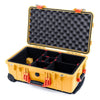 Pelican 1510 Case, Yellow with Orange Handles & Latches TrekPak Divider System with Convolute Lid Foam ColorCase 015100-0020-240-150