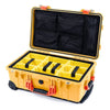 Pelican 1510 Case, Yellow with Orange Handles & Latches Yellow Padded Microfiber Dividers with Mesh Lid Organizer ColorCase 015100-0110-240-150