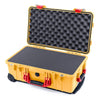 Pelican 1510 Case, Yellow with Red Handles & Latches Pick & Pluck Foam with Convolute Lid Foam ColorCase 015100-0001-240-320