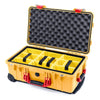 Pelican 1510 Case, Yellow with Red Handles & Latches Yellow Padded Microfiber Dividers with Convolute Lid Foam ColorCase 015100-0010-240-320