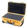 Pelican 1510 Case, Yellow with Silver Handles & Latches Pick & Pluck Foam with Computer Pouch ColorCase 015100-0201-240-180