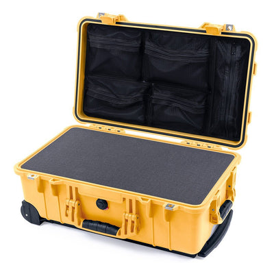 Pelican 1510 Case, Yellow Pick & Pluck Foam with Mesh Lid Organizer ColorCase 015100-0101-240-240
