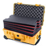 Pelican 1510 Case, Yellow Custom Tool Kit (4 Foam Inserts with Convolute Lid Foam) ColorCase 015100-0060-240-240