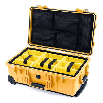 Pelican 1510 Case, Yellow Yellow Padded Microfiber Dividers with Mesh Lid Organizer ColorCase 015100-0110-240-240