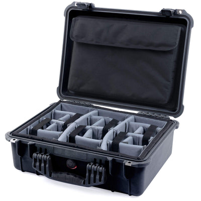 Pelican 1520 Case, Black Gray Padded Microfiber Dividers with Computer Pouch ColorCase 015200-0270-110-110