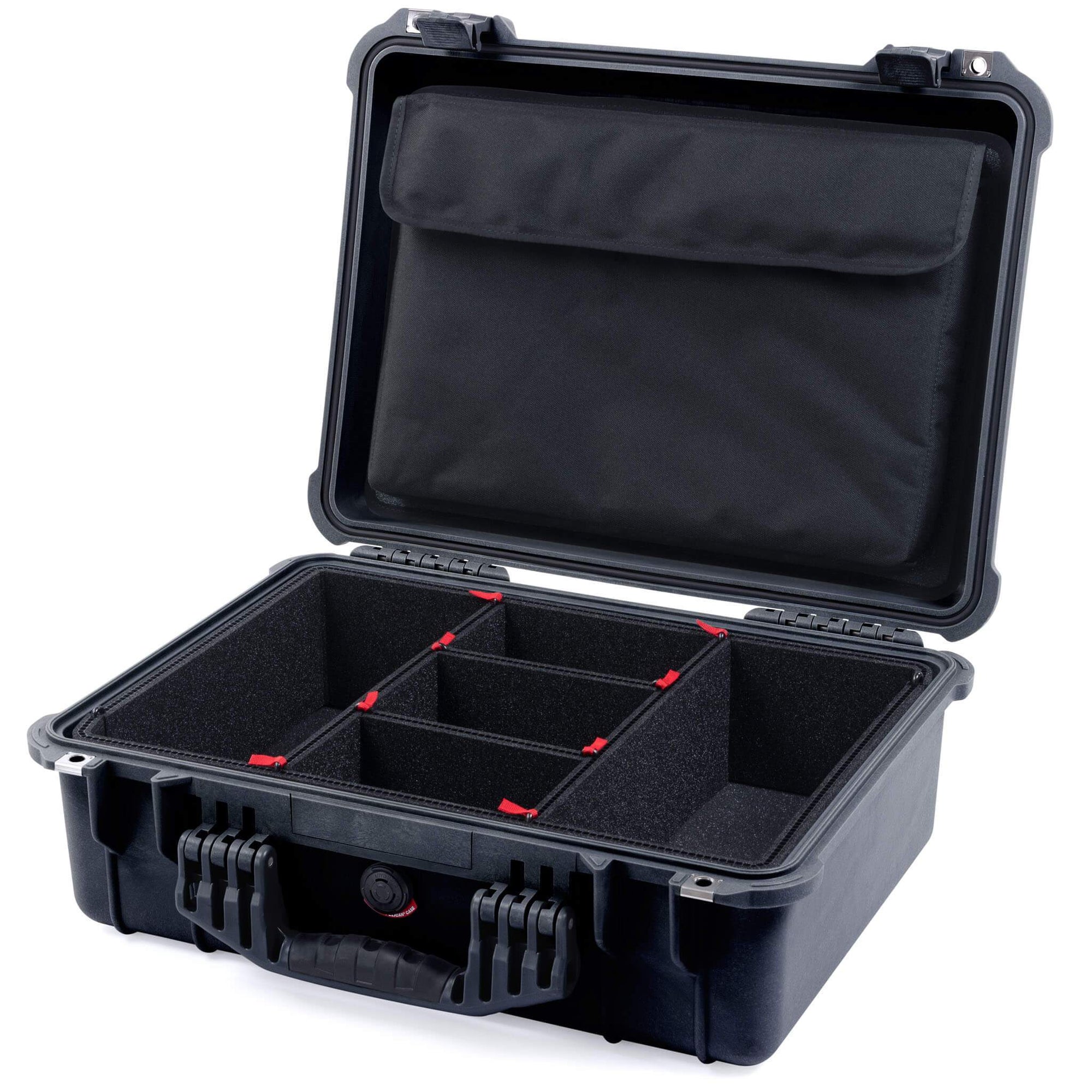 Pelican 1520 Case, Black TrekPak Divider System with Computer Pouch ColorCase 015200-0220-110-110
