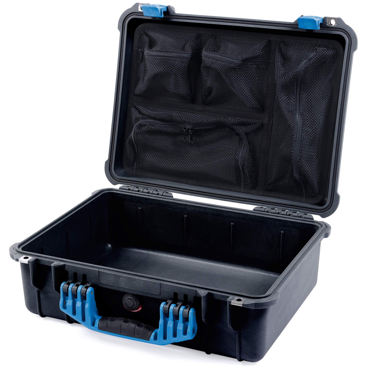 Pelican 1520 Case, Black with Blue Handle &amp; Latches Mesh Lid Organizer Only ColorCase 015200-0100-110-120