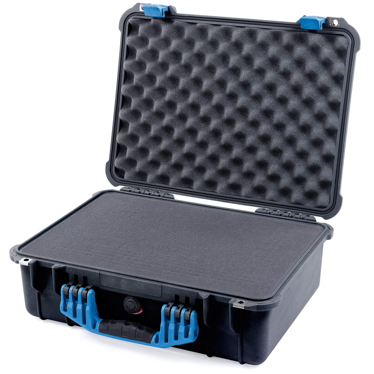 Pelican 1520 Case, Black with Blue Handle &amp; Latches Pick &amp; Pluck Foam with Convolute Lid Foam ColorCase 015200-0001-110-120