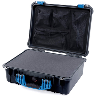 Pelican 1520 Case, Black with Blue Handle & Latches Pick & Pluck Foam with Mesh Lid Organizer ColorCase 015200-0101-110-120