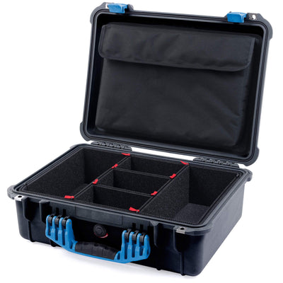Pelican 1520 Case, Black with Blue Handle & Latches TrekPak Divider System with Computer Pouch ColorCase 015200-0220-110-120