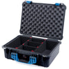 Pelican 1520 Case, Black with Blue Handle & Latches TrekPak Divider System with Convolute Lid Foam ColorCase 015200-0020-110-120