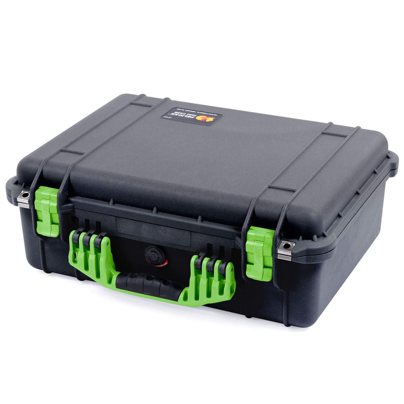 Pelican 1520 Case, Black with Lime Green Handle & Latches ColorCase 