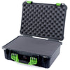 Pelican 1520 Case, Black with Lime Green Handle & Latches Pick & Pluck Foam with Convolute Lid Foam ColorCase 015200-0001-110-300