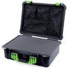 Pelican 1520 Case, Black with Lime Green Handle & Latches Pick & Pluck Foam with Mesh Lid Organizer ColorCase 015200-0101-110-300