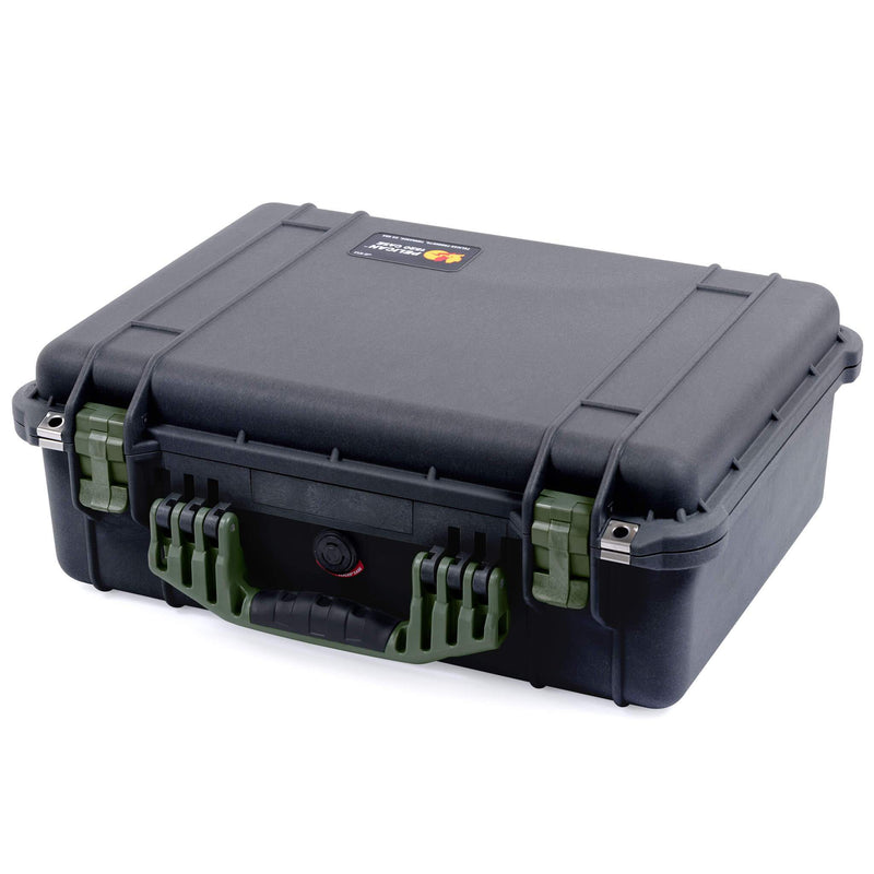 Pelican 1520 Case, Black with OD Green Handle & Latches ColorCase 