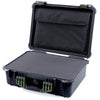 Pelican 1520 Case, Black with OD Green Handle & Latches Pick & Pluck Foam with Computer Pouch ColorCase 015200-0201-110-130