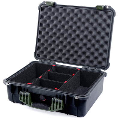 Pelican 1520 Case, Black with OD Green Handle & Latches TrekPak Divider System with Convolute Lid Foam ColorCase 015200-0020-110-130