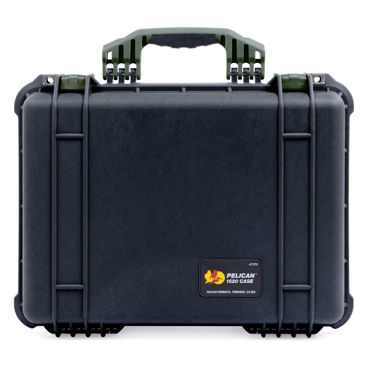 Pelican 1520 Case, Black with OD Green Handle &amp; Latches ColorCase 