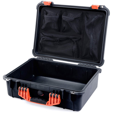 Pelican 1520 Case, Black with Orange Handle & Latches Mesh Lid Organizer Only ColorCase 015200-0100-110-150