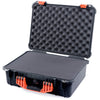 Pelican 1520 Case, Black with Orange Handle & Latches Pick & Pluck Foam with Convolute Lid Foam ColorCase 015200-0001-110-150