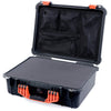Pelican 1520 Case, Black with Orange Handle & Latches Pick & Pluck Foam with Mesh Lid Organizer ColorCase 015200-0101-110-150