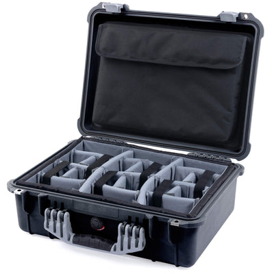Pelican 1520 Case, Black with Silver Handle & Latches Gray Padded Microfiber Dividers with Computer Pouch ColorCase 015200-0270-110-180