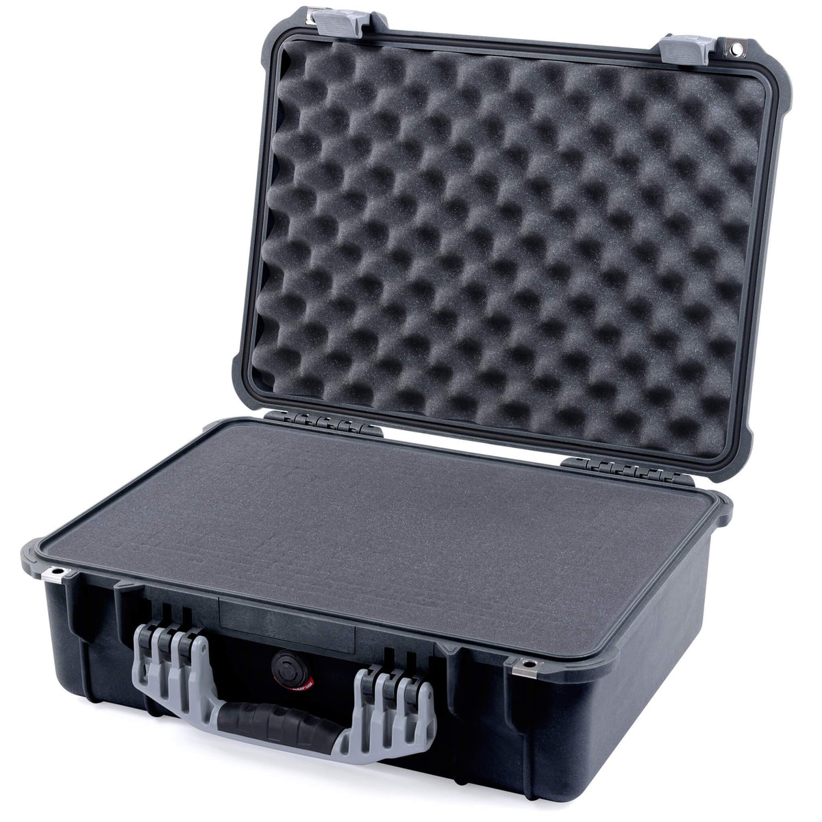 Pelican 1520 Case, Black with Silver Handle &amp; Latches Pick &amp; Pluck Foam with Convolute Lid Foam ColorCase 015200-0001-110-180