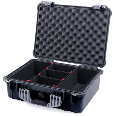 Pelican 1520 Case, Black with Silver Handle & Latches TrekPak Divider System with Convolute Lid Foam ColorCase 015200-0020-110-180